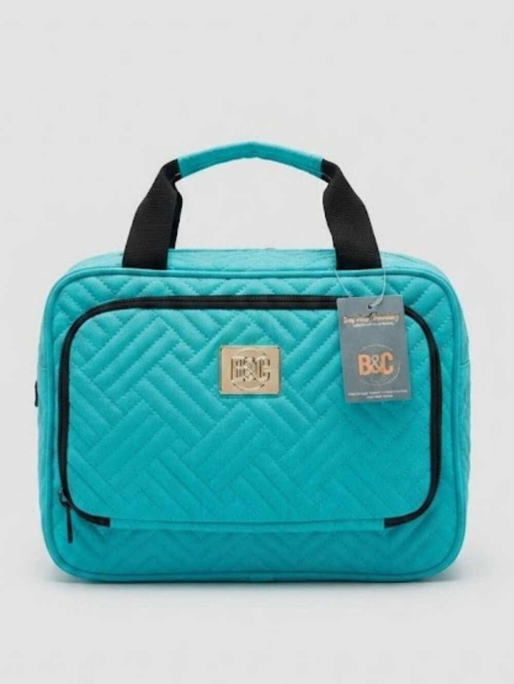 New Turquoise Quilted Large Cosmetics Hanging Travel Bag by Bang And Carsen